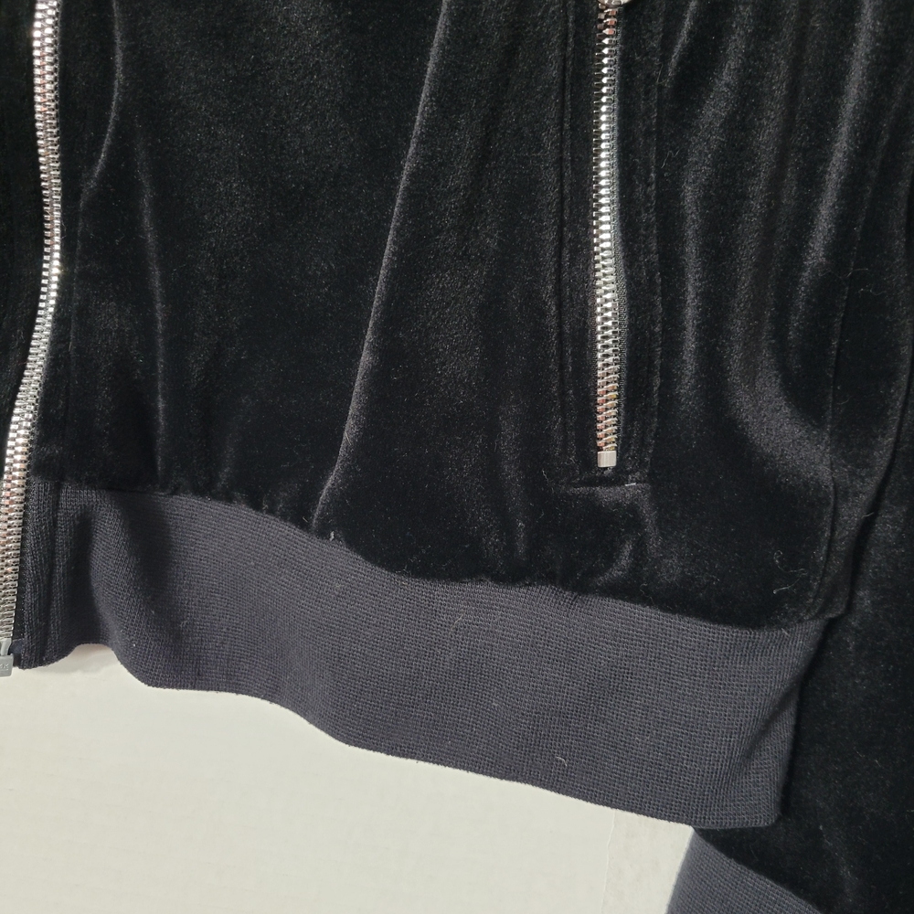 Nike Women's Black Velvet-Look Bomber Jacket with White Logo - Picture 7 of 8